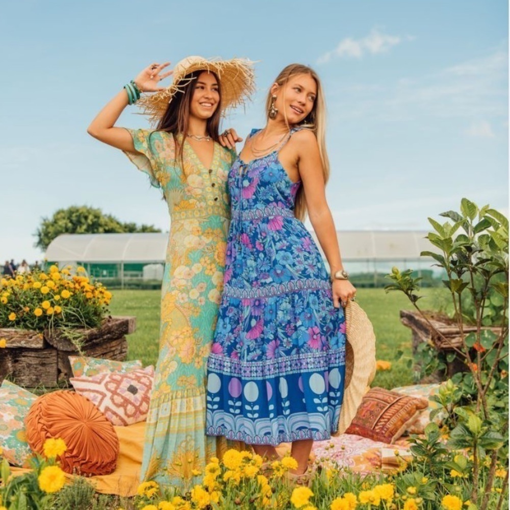 Nine Lives Bazaar Fleur midi Dress Lapis Ditsy Floral Boho Summer NWT!